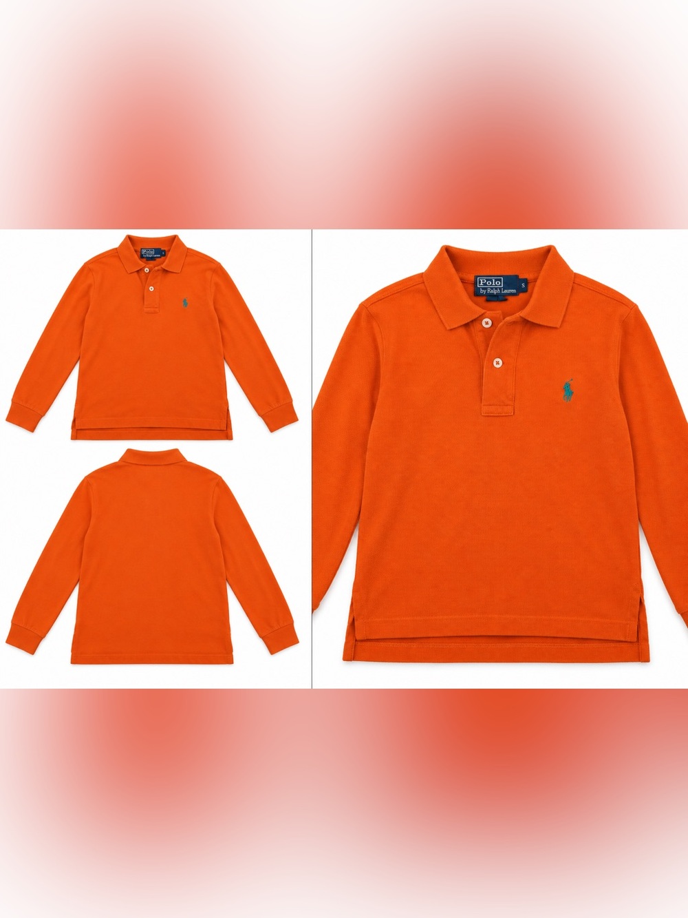 Polo by Ralph Lauren Orange Long-Sleeve Polo Shirt - men’s small